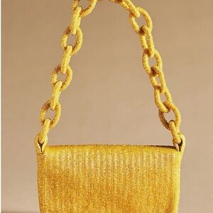 Anthropologie Fiona Beaded Bag in Yellow